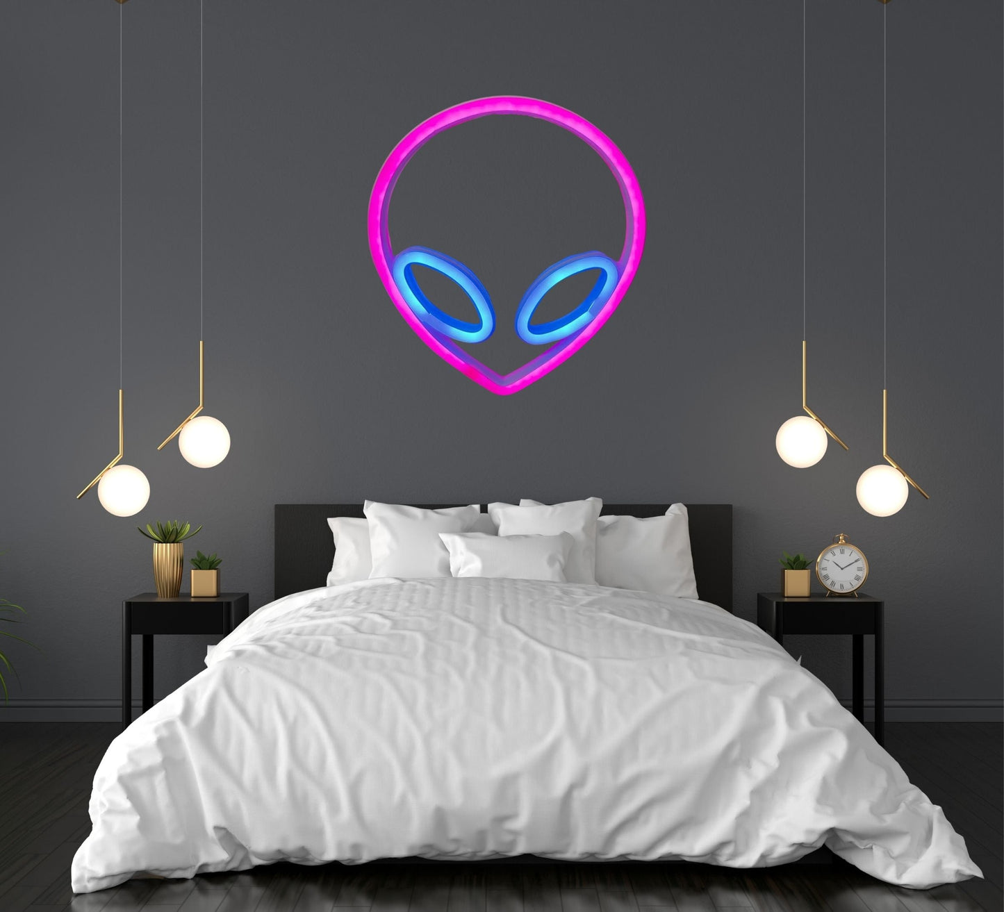 Enseigne au Néon LED USB/Batterie - Lampe de Nuit Extraterrestre en Forme de Cœur